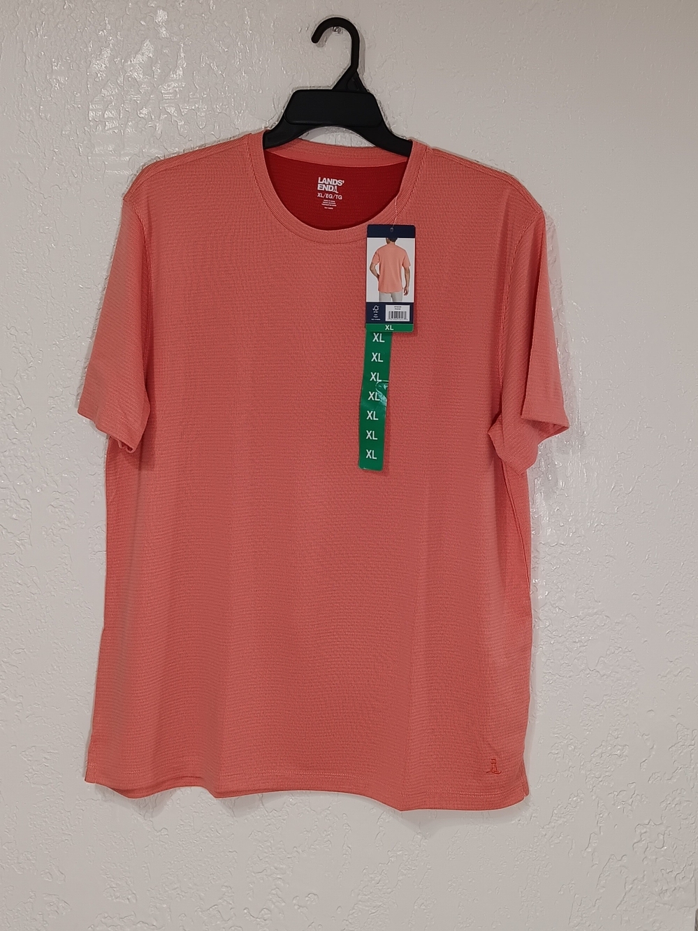 Lands' End Men's Short Sleeve Classic Fit Textured Tee Short Sleeve in Orange